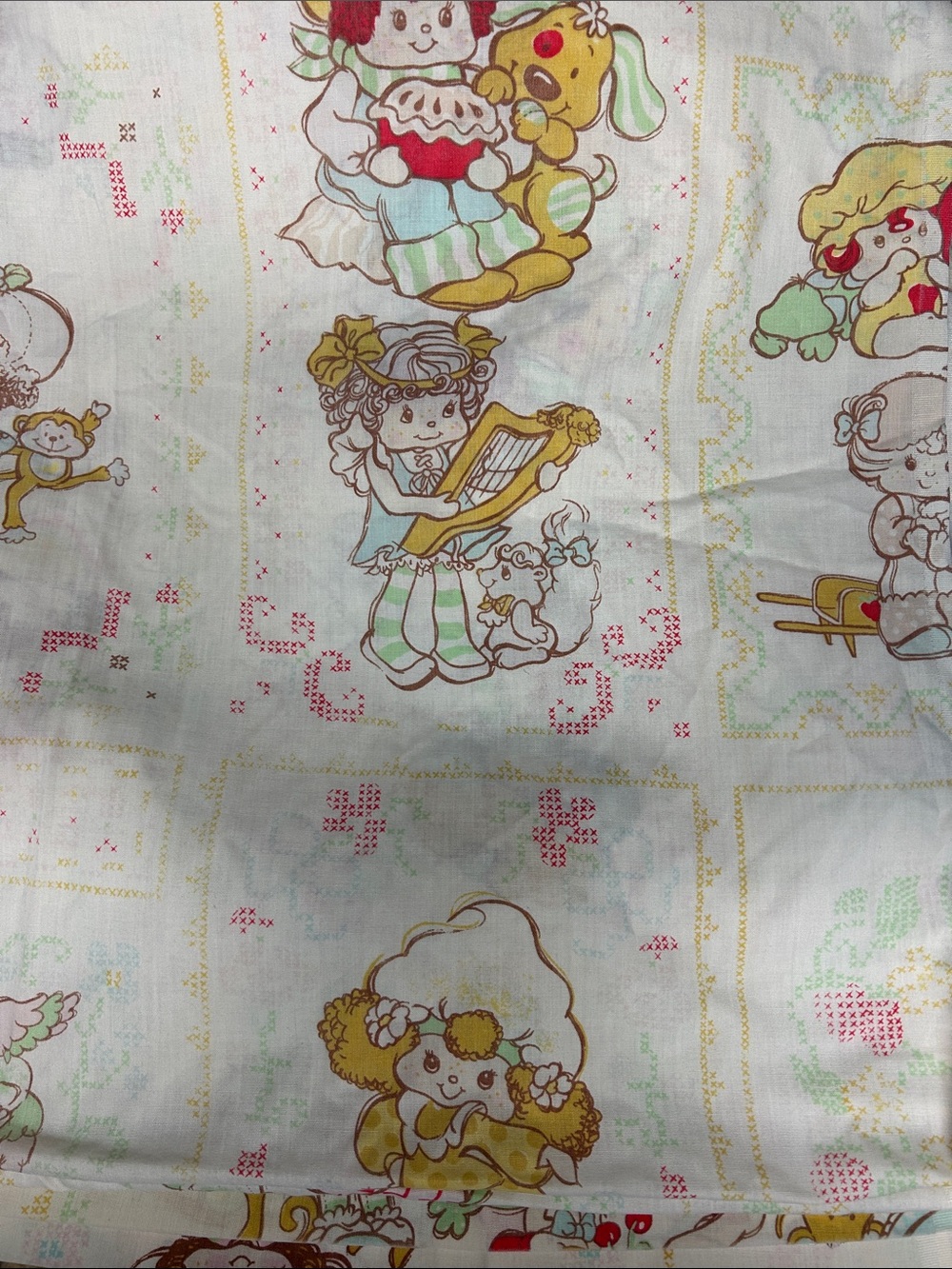 Vintage Strawberry Shortcake twin bed flat sheet